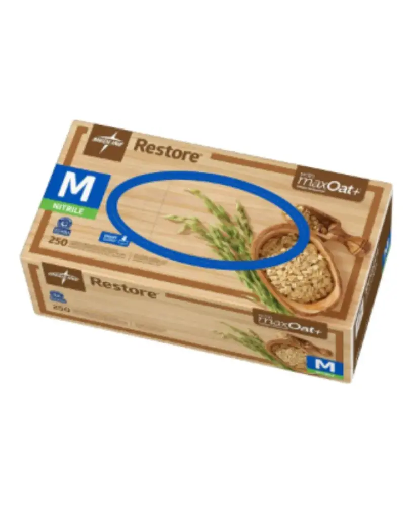 Restore Powder-Free Nitrile Exam Glove with Oatmeal White Medium | 2500/Case | RES6802