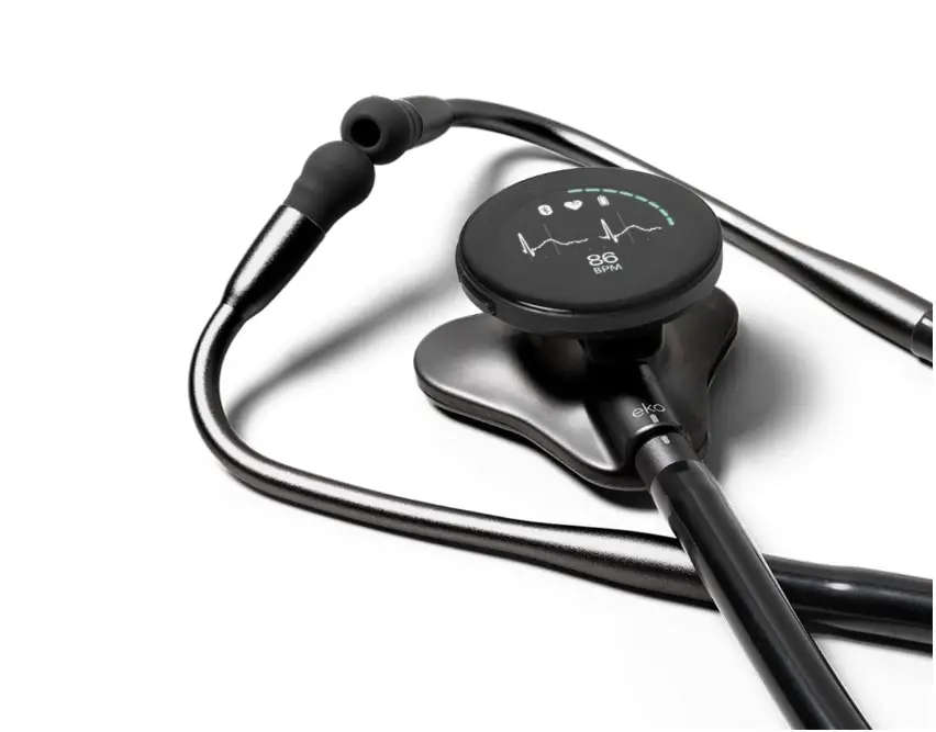 Eko CORE 500 Digital Stethoscope — 40x Amplification, Active Noise Cancellation, 3-Lead ECG, FDA-Cleared AI with Eko+, Full-Color Display