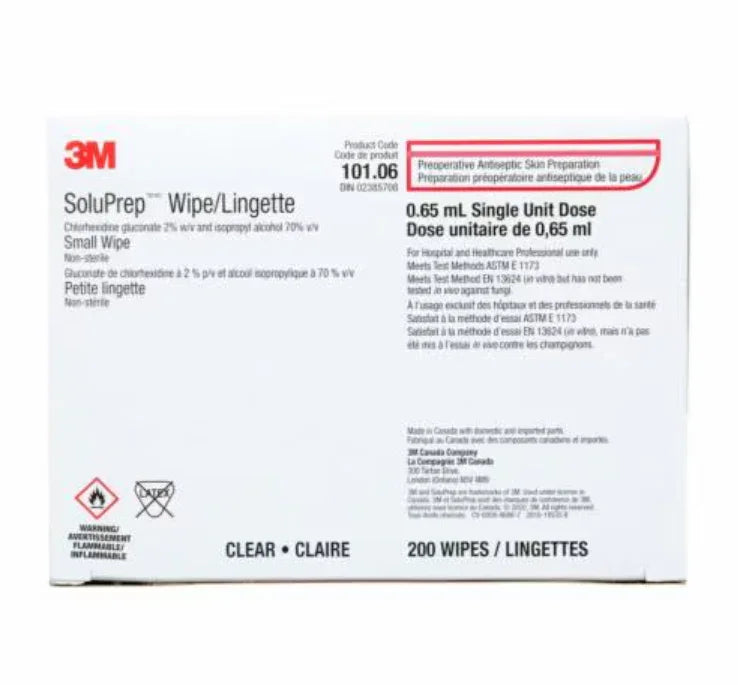3M SoluPrep Antiseptic Wipe 2% Chlorhexidine &  70% Isopropyl Alcohol | 200/box | 101.06