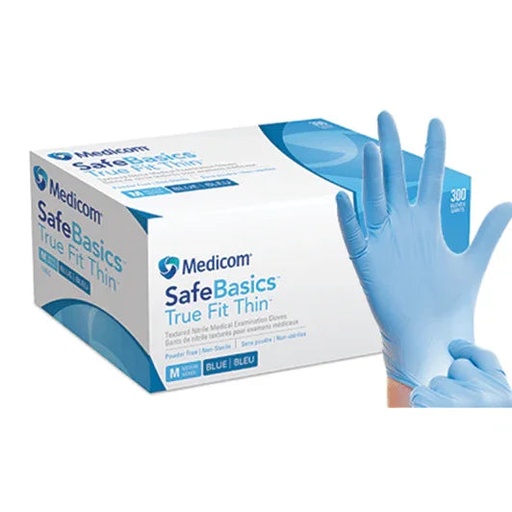 Medicom True Fit Thin Nitrile Exam Gloves Blue 300/box 