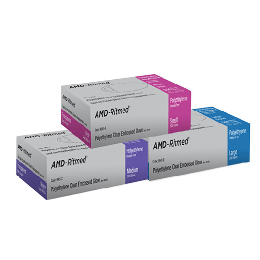 Polyethylene - Clear Embossed Glove - by AMD Ritmed Medicom (500/box)