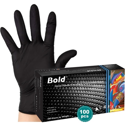 Aurelia Bold Nitrile Exam Gloves - Black (5 mil)