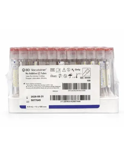 [366408] BD Vacutainer No Additive (Z) Plus Tubes 6mL | 100/Box | 366408