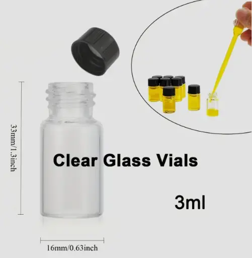 [3MLVIL] Clear Small Glass Vials with Leak-Proof Screw Caps, 3mL, 100 Pieces | 3MLVIL
