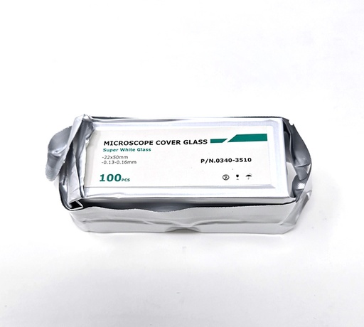 22 x 50 mm Microscope Cover Glass (Super Clear White Glass), 100 / pk
